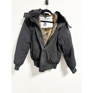Toboggan Canada Womens Duck Down Fill Ski Jacket Fur Lined Hooded Black Medium